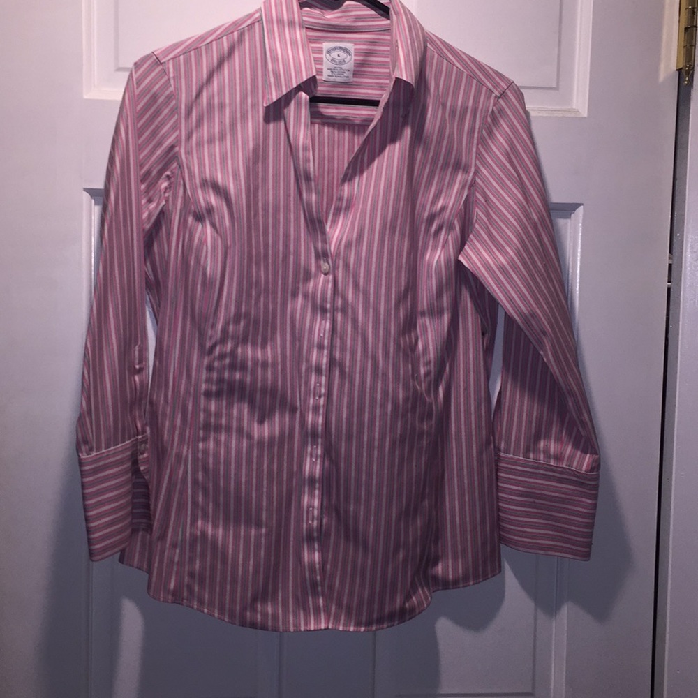 Brooks Brothers pink stripe blouse
